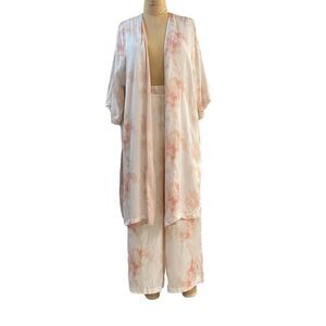 2 Piece Outfits Satin Silk Open Front Cardigan Kimono 🗃️